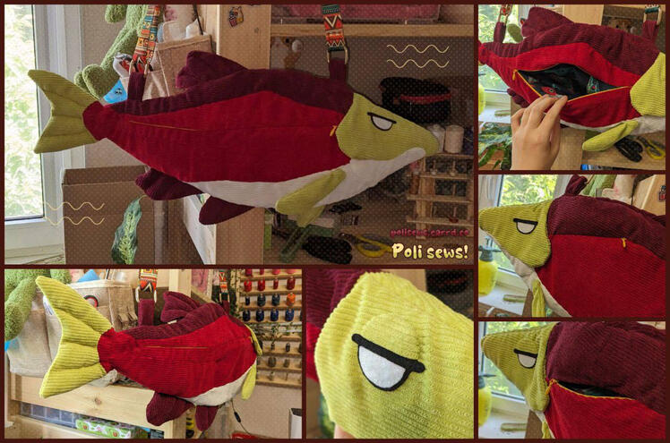 Salmon shoulder bag for ShuryaSHISH. Sewing pattern by MangoBird